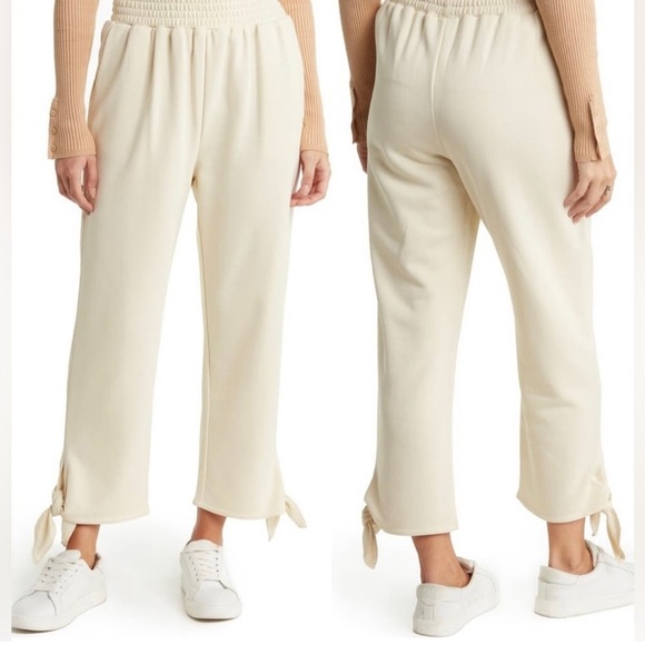 Cinq A Sept Liana Knotted Terry Pants In Gardenia Small - Picture 1 of 5